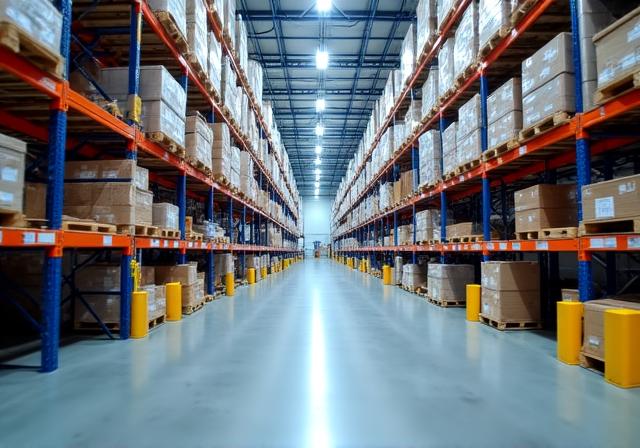Inside a modern freight warehouse in Woodland CA