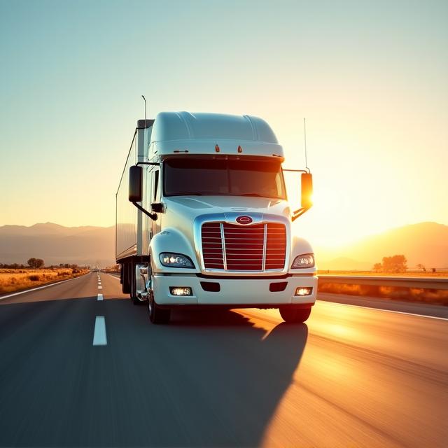 Heavy duty long-haul truck on an open highway